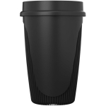 Einwandiger Becher mit 360°-Deckel und Isolierrand 350 ml farbe schwarz zweite Vorderansicht
