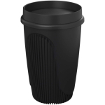 Einwandiger Becher mit 360°-Deckel und Isolierrand 350 ml farbe schwarz