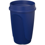 Einwandiger Becher mit 360°-Deckel und Isolierrand 350 ml farbe blau