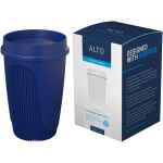 Einwandiger Becher mit 360°-Deckel und Isolierrand 350 ml farbe blau vierte Ansicht