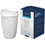 Einwandiger Becher mit 360°-Deckel und Isolierrand 350 ml farbe weiß vierte Ansicht