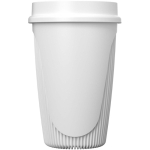 Einwandiger Becher mit 360°-Deckel und Isolierrand 350 ml farbe weiß zweite Seitenansicht