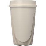 Einwandiger Becher mit 360°-Deckel und Isolierrand 350 ml farbe sandbraun zweite Seitenansicht