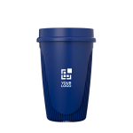 Einwandiger Becher mit 360°-Deckel und Isolierrand 350 ml Ansicht mit Druckbereich