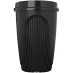 Wiederverwendbarer Becher mit Klappdeckel und Isolierring 350 ml farbe schwarz zweite Vorderansicht