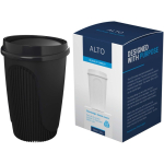 Wiederverwendbarer Becher mit Klappdeckel und Isolierring 350 ml farbe schwarz vierte Ansicht