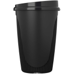 Wiederverwendbarer Becher mit Klappdeckel und Isolierring 350 ml farbe schwarz zweite Seitenansicht