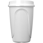 Wiederverwendbarer Becher mit Klappdeckel und Isolierring 350 ml farbe weiß zweite Vorderansicht