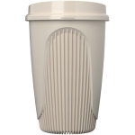 Wiederverwendbarer Becher mit Klappdeckel und Isolierring 350 ml farbe sandbraun zweite Vorderansicht