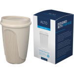 Wiederverwendbarer Becher mit Klappdeckel und Isolierring 350 ml farbe sandbraun vierte Ansicht