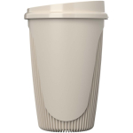 Wiederverwendbarer Becher mit Klappdeckel und Isolierring 350 ml farbe sandbraun zweite Seitenansicht