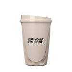 Wiederverwendbarer Becher mit Klappdeckel und Isolierring 350 ml Ansicht mit Druckbereich