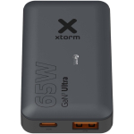 Reiseladegerät mit USB-C- und USB-A-Anschluss 65 W Xtorm farbe schwarz Druckansicht des Logos 2