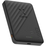 Ultradünne magnetische Powerbank mit kabelloser Ladefunktion 5.000 mAh Xtorm farbe schwarz Druckansicht des Logos 2
