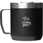 Thermobecher aus Edelstahl mit Spritzschutzdeckel 350 ml Stanley farbe schwarz Druckansicht des Logos 2