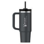 Stanley Thermobecher 890 ml mit Drehdeckel und wiederverwendbarem Trinkhalm farbe schwarz Druckansicht des Logos 2