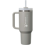 Stanley Thermobecher 890 ml mit Drehdeckel und wiederverwendbarem Trinkhalm farbe grau Druckansicht des Logos 2