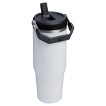 Stanley Thermobecher 890 ml mit auslaufsicherem Klapptrinkhalm farbe weiß zweite Rückansicht