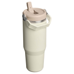 Stanley Thermobecher 890 ml mit auslaufsicherem Klapptrinkhalm farbe beige zweite Rückansicht