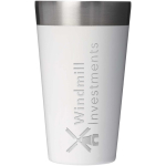 Stapelbarer Thermobecher mit Vakuumisolierung 470 ml Stanley farbe weiß Druckansicht des Logos 2