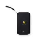 Faltbare Solar-Powerbank mit Schnellladung Nordic Drift Titan 10000mAh farbe schwarz Ansicht mit Logo