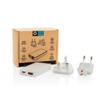 Ultraflaches Ladegerät mit Reiseadaptern und USB-C 65W farbe weiß Ansicht mit Box