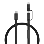 2-in-1-Schnellladekabel, geflochten, anti-verheddernd, 60 W, 120 cm farbe schwarz