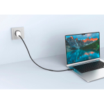 2-in-1-Schnellladekabel, geflochten, anti-verheddernd, 60 W, 120 cm farbe schwarz Lifestyle-Bild