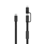 2-in-1-Schnellladekabel, geflochten, anti-verheddernd, 60 W, 120 cm farbe schwarz