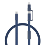 2-in-1-Schnellladekabel, geflochten, anti-verheddernd, 60 W, 120 cm farbe blau