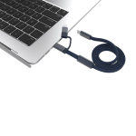 2-in-1-Schnellladekabel, geflochten, anti-verheddernd, 60 W, 120 cm farbe blau dritte Ansicht