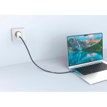 2-in-1-Schnellladekabel, geflochten, anti-verheddernd, 60 W, 120 cm farbe blau Lifestyle-Bild