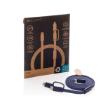 2-in-1-Schnellladekabel, geflochten, anti-verheddernd, 60 W, 120 cm farbe blau Ansicht mit Box