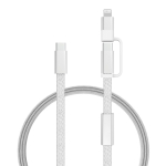 2-in-1-Schnellladekabel, geflochten, anti-verheddernd, 60 W, 120 cm farbe grau