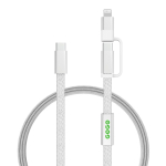 2-in-1-Schnellladekabel, geflochten, anti-verheddernd, 60 W, 120 cm farbe grau Ansicht mit Logo