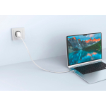 2-in-1-Schnellladekabel, geflochten, anti-verheddernd, 60 W, 120 cm farbe grau Lifestyle-Bild