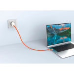 2-in-1-Schnellladekabel, geflochten, anti-verheddernd, 60 W, 120 cm farbe orange Lifestyle-Bild