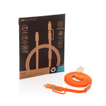2-in-1-Schnellladekabel, geflochten, anti-verheddernd, 60 W, 120 cm farbe orange Ansicht mit Box