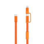 2-in-1-Schnellladekabel, geflochten, anti-verheddernd, 60 W, 120 cm farbe orange