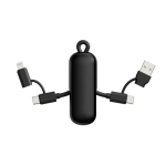 Schlüsselanhänger-Ladekabel aus recyceltem Kunststoff 4-in-1, Schnellladen 100W farbe schwarz