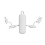 Schlüsselanhänger-Ladekabel aus recyceltem Kunststoff 4-in-1, Schnellladen 100W farbe weiß