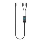 Ladekabel mit zwei USB-C-Ausgängen und Schnellladefunktion, 100 W farbe schwarz Ansicht mit Logo