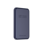 Magnetische QI2.2-Powerbank aus recyceltem Aluminium, ultradünn, 5000 mAh farbe blau Ansicht mit Druckbereich