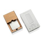 Ultradünne magnetische Qi2.2-Powerbank aus recyceltem Aluminium, 5.000 mAh farbe silber Ansicht mit Box