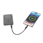 Magnetische Powerbank mit kabelloser Ladefunktion, 15 W, 5.000 mAh farbe schwarz fünfte Ansicht