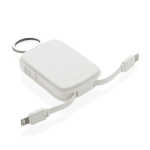 Powerbank als Schlüsselanhänger mit integrierten Kabeln, 2.000 mAh farbe weiß zweite Ansicht