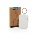 Powerbank als Schlüsselanhänger mit integrierten Kabeln, 2.000 mAh farbe weiß Ansicht mit Box