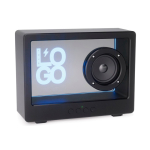 Transparenter kabelloser Lautsprecher mit integrierter RGB-Beleuchtung und USB-C 5W farbe schwarz Ansicht mit Logo