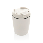 Thermobecher aus Kunststoff für Kaffee mit tropfsicherem Deckel 220 ml farbe weiß