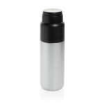 Thermoflasche mit integrierter Bechertasse, auslaufsicher und vakuumisoliert 500 ml farbe silber